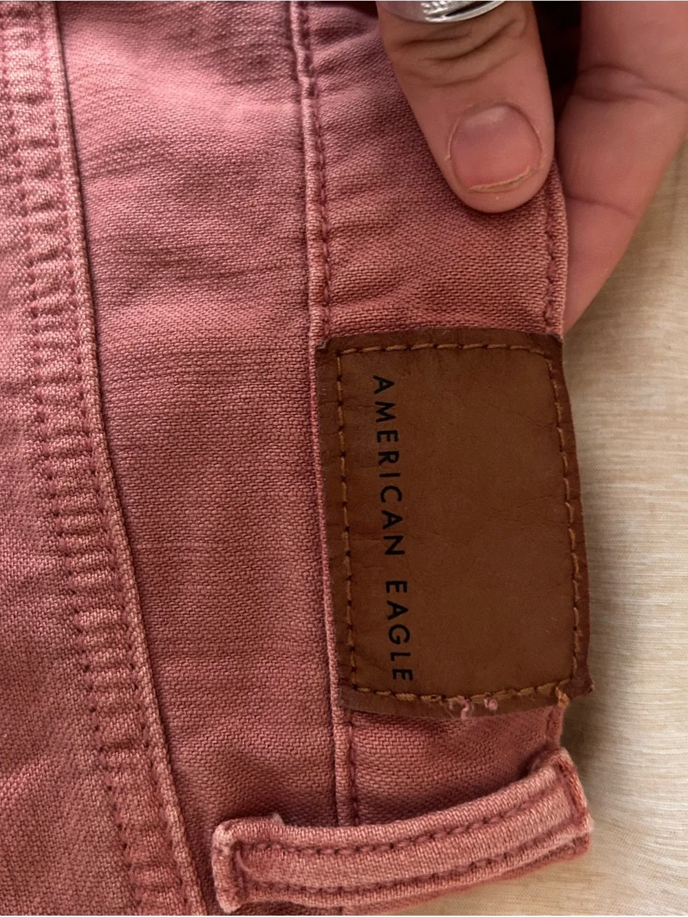American Eagle Dusty Rose Frayed Hem Denim Shorts Size 4